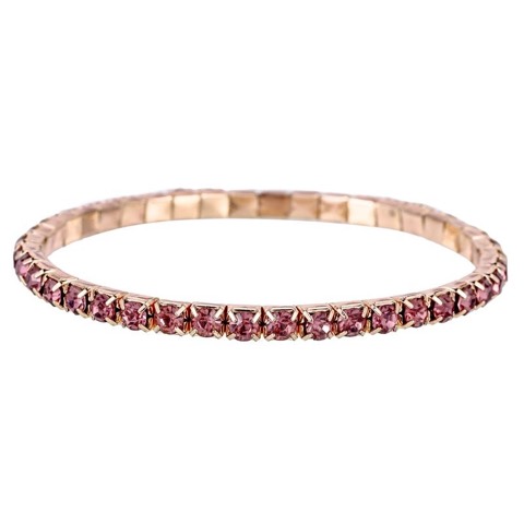 1Row 3.5MM Rose Lt Amethyst rhinestone stretch bracelet cheap wholesale