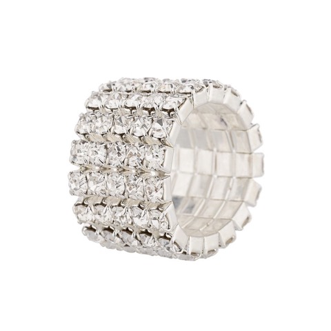 5 Row Gun Ring Hematite Mix Color Crystal Rhinestone