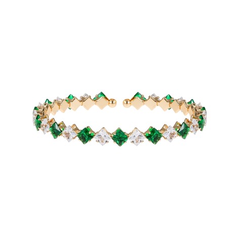 Bracelet Emerald Cut Square Crystal Cubic Zirconia Coil Bangle