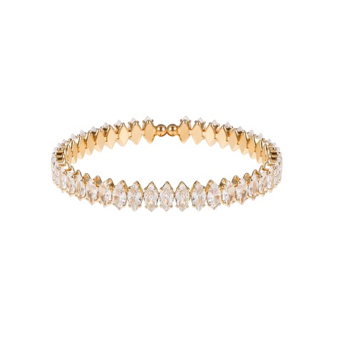 Crystal Cubic Zirconia Bangle Coil Bracelet Horse Eyes for Wedding