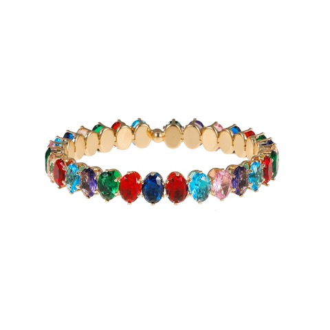 Coil Bangle Bracelet Colored Oval Cubic Zirconia for Bridesmaid