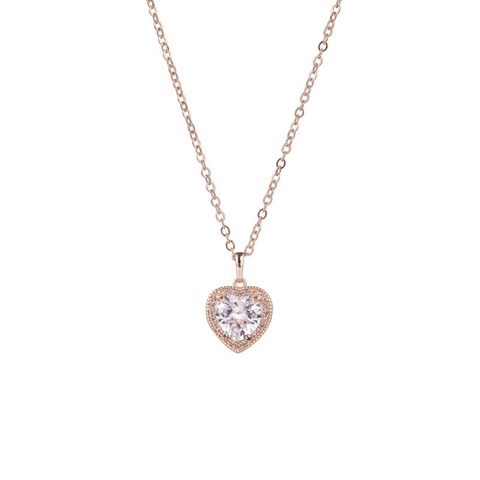 Cubic Zirconia Necklace with Small Heart Pendant