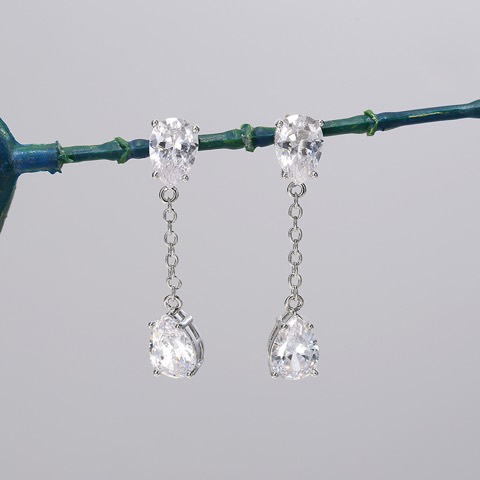 Simple design Water drop Shape zircon earrings shiny drop earrings,Custom plating color