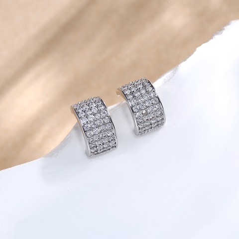 Curved full shiny zircon stud earrings – Simple Elegance, Custom size