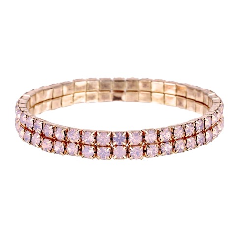 Stretch Bracelet Rose Gold Opal Rhinstone 2 Row