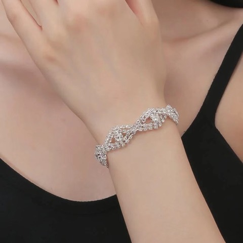 #Knit style rhinestone bracelet jewelry wholesale-Multiple colors combinations wholesale