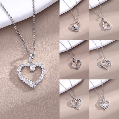 #cubic zirconia flipped heart pendant necklace jewelry wholesale- can be Customized