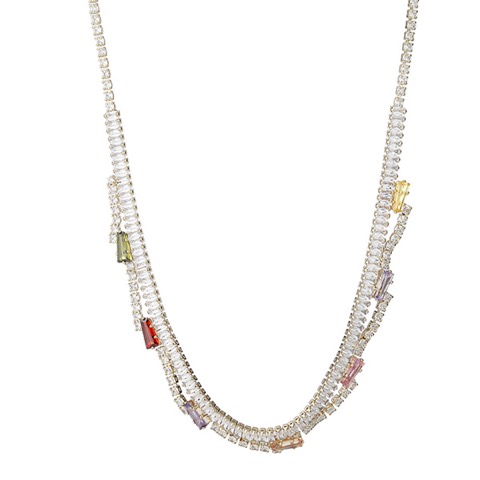 Exquisite Colored Zircon Necklace Women Choker Cubiz Zirconia Jewelry - customizable zircon color