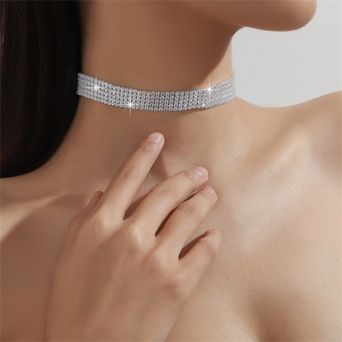 Custom Rhinestone Choker Necklace,Bracelet,Ring - Paradise Fashion Jewelry Supplier