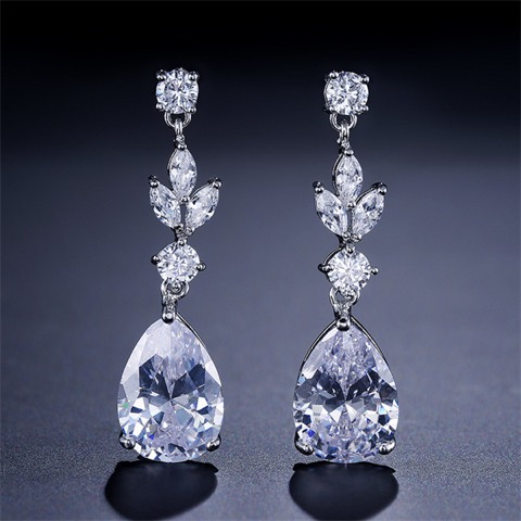 Colored CZ Dangling Earrings for Women Custom Jewelry