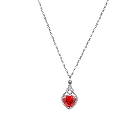 #Dazzling Red Heart-shaped Zircon Pendant Necklace Wholesale, Custom stone colors