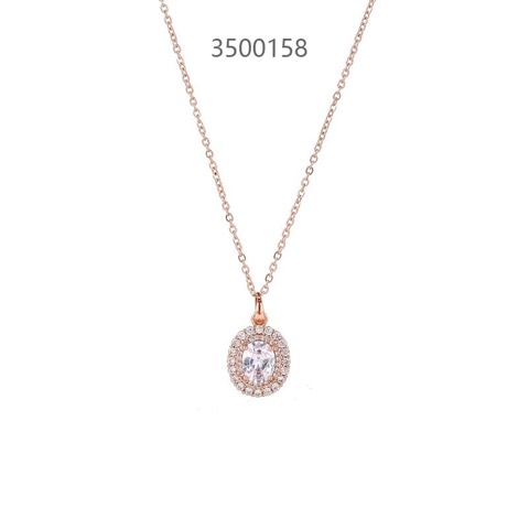 #Rose Plating Crystal Zircon Pendant Necklace Wholesale, Custom stone colors