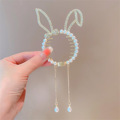 Children's bun hair, rhinestone hair clips, pearl tassel hair accessories jewelry wholesale