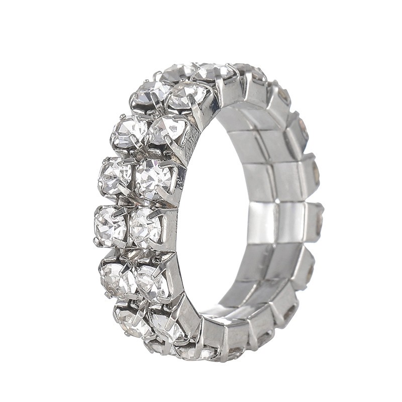 Five Rows IR Crystal Rhinestone Stretch Fashion Finger Ring Wholesale — photo 2