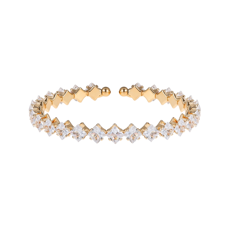 Coil Bangle Bracelet Cheap Cubic Zirconia Square Crystal