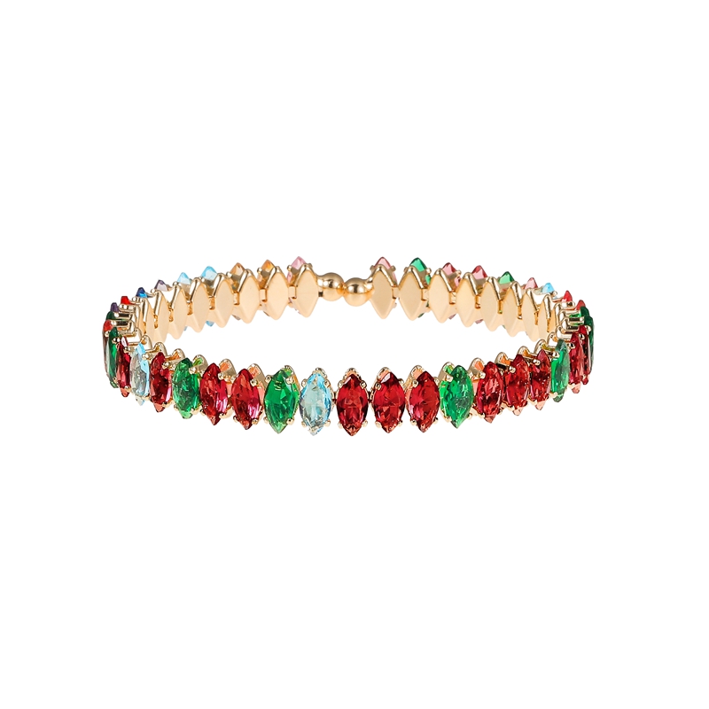Cubic Zirconia Coil Bracelet Bangle Shiny High Quality Colored Horse Eyes