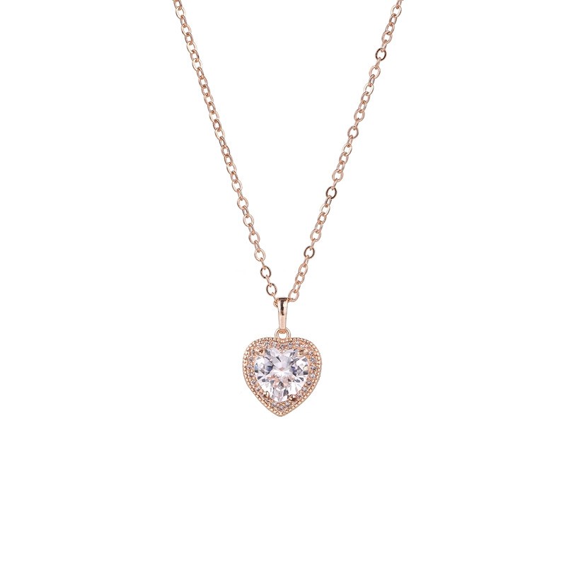 Cubic Zirconia Necklace with Small Heart Pendant