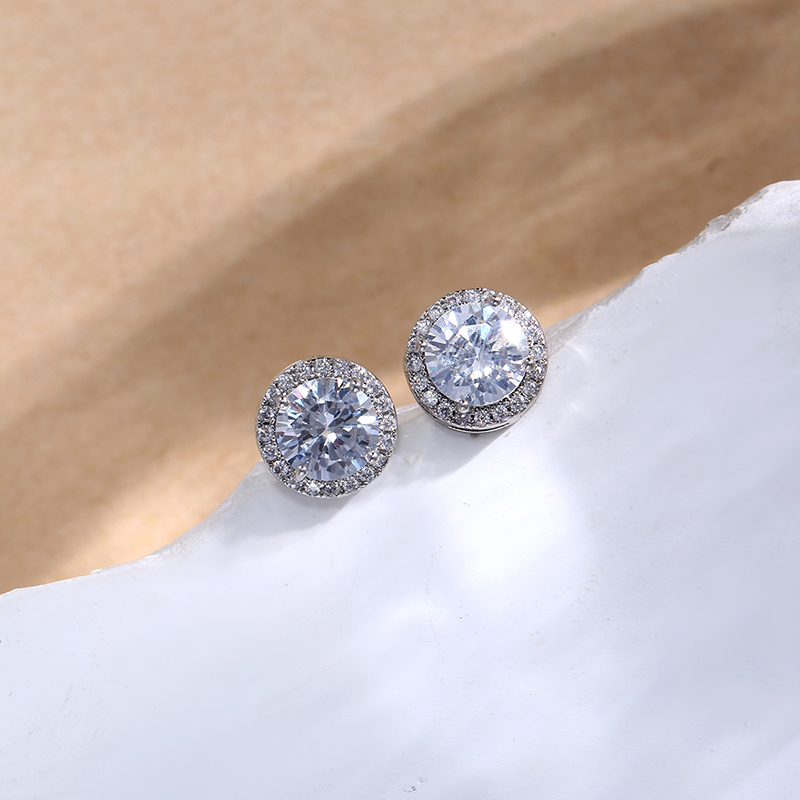 Round Zircon Stud Earrings – Simple Elegance, Custom stone size — photo 2