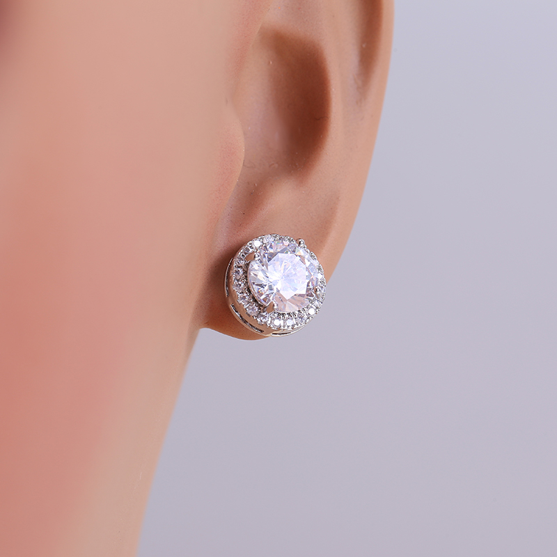 Round Zircon Stud Earrings – Simple Elegance, Custom stone size — photo 3