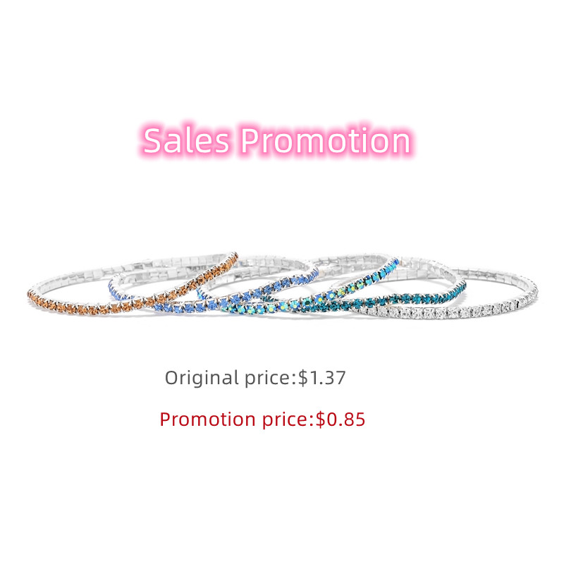 Promotion -Rhinestone Stretch Bracelets wholesale-5pcs/set