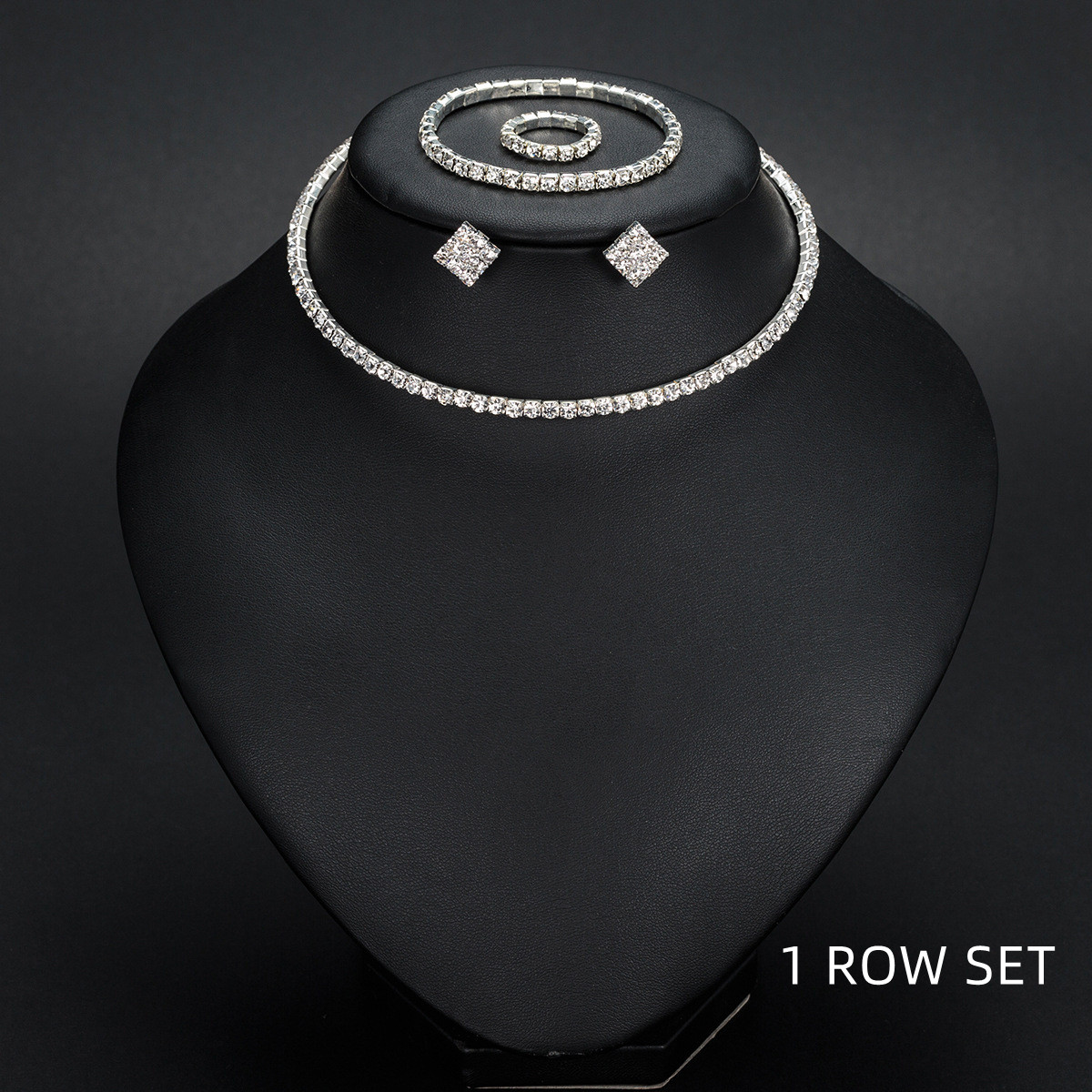 Necklace and Earrings Set Platinum Plated Pearl Flower Cubic Zirconia for Wedding — photo 3