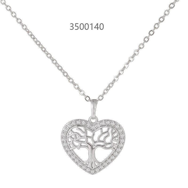 #Cubic Zirconia Heart Cross Pendant Necklace with Creative Design-Wholesale