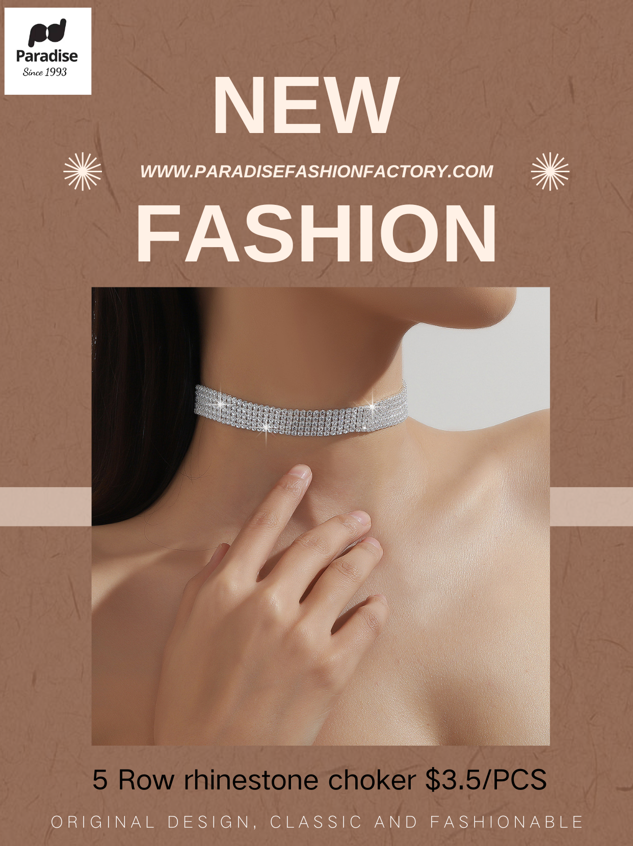 Wholesale Rhinestone Choker Bracelet Ring Set - Paradise Jewelry for Women