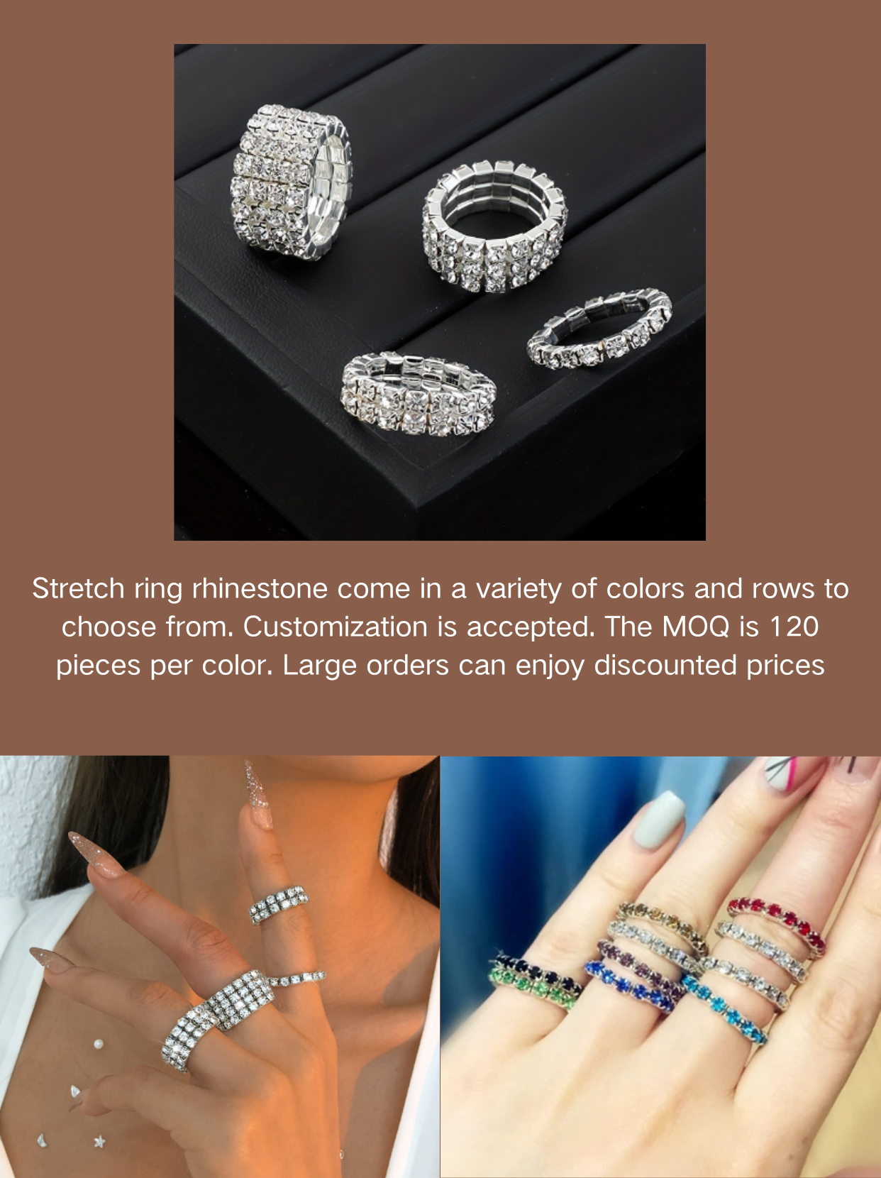 Wholesale Rhinestone Choker Bracelet Ring Set - Paradise Jewelry for Women