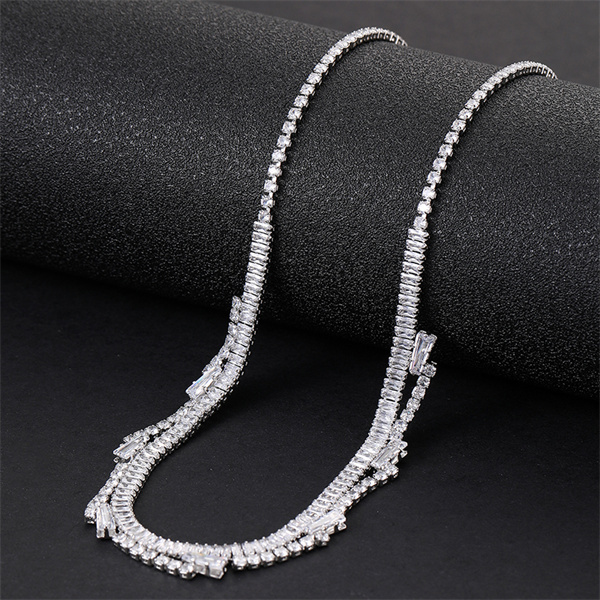 Exquisite Colored Zircon Necklace Women Choker Cubiz Zirconia Jewelry - customizable zircon color — photo 4