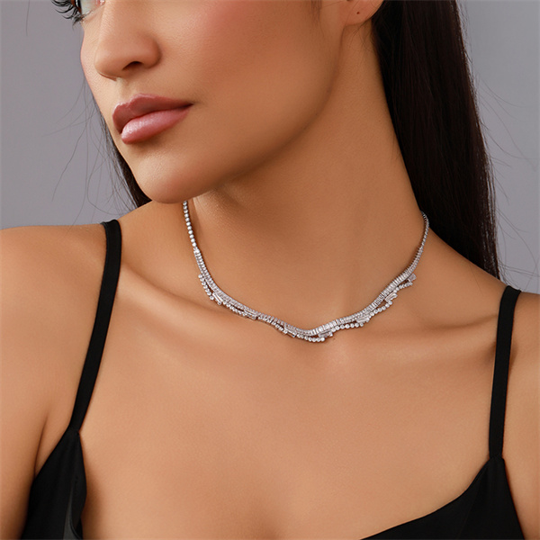 Exquisite Colored Zircon Necklace Women Choker Cubiz Zirconia Jewelry - customizable zircon color — photo 6