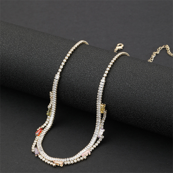 Exquisite Colored Zircon Necklace Women Choker Cubiz Zirconia Jewelry - customizable zircon color — photo 3