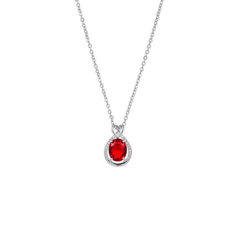 #Exquisite Red Round Zircon Pendant Necklace Wholesale, Custom stone colors