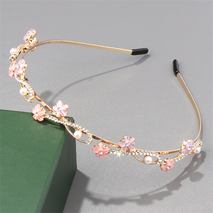 High-end color rhinestone headband, elegant and luxurious full rhinestone leaf hair accessory jewelry Wholesale, Custom stone colors