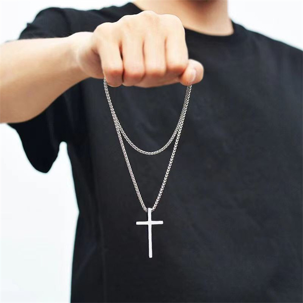 New Titanium Steel Cross Necklace for Men -factory hot sale — photo 3