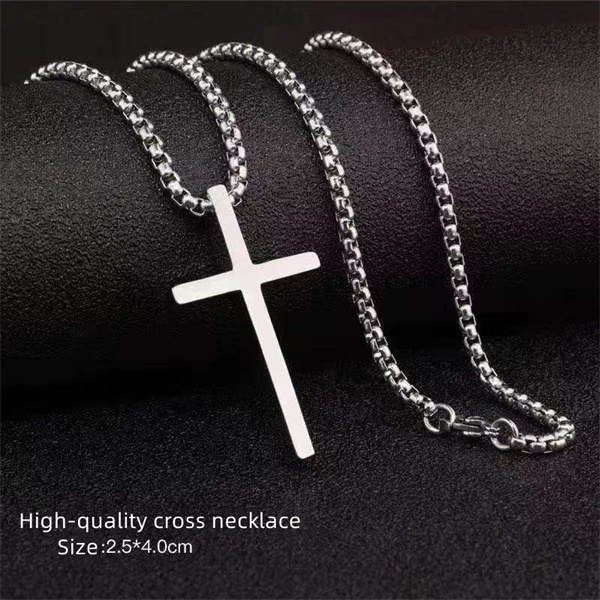 New Titanium Steel Cross Necklace for Men -factory hot sale — photo 2